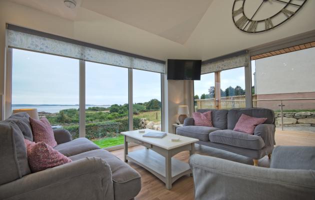 Coastal view from cottage living room
