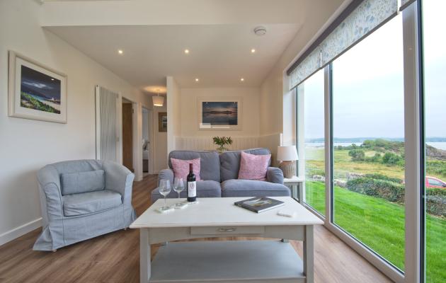 Curlew Cottage living area with view