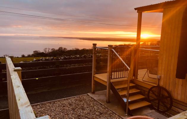 Sunset from the bath at 3 Little Huts