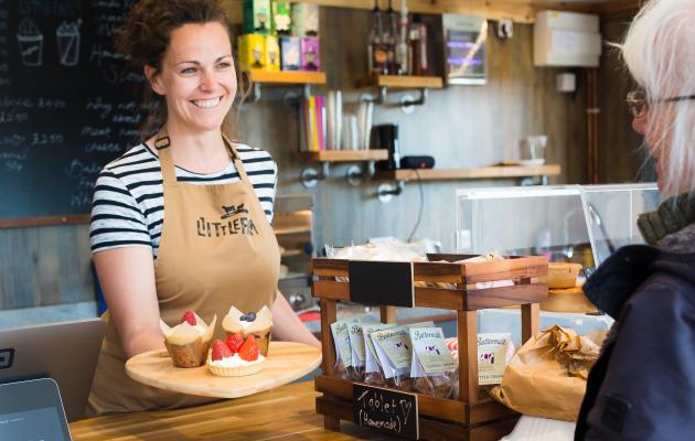 Amy serving in 1LittleFarm shop 