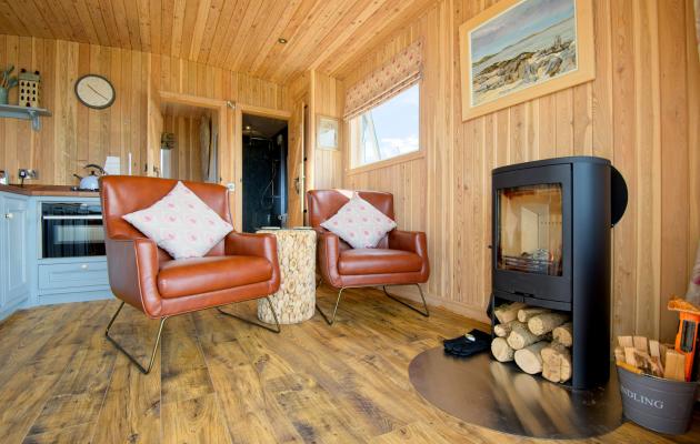 Little Beach seating and wood burning stove